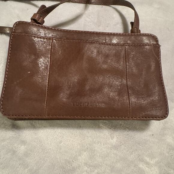 Lucky Brand Leather Crossbody Shoulder Bag Organizer Brown Boho Small wallet - Picture 4 of 7